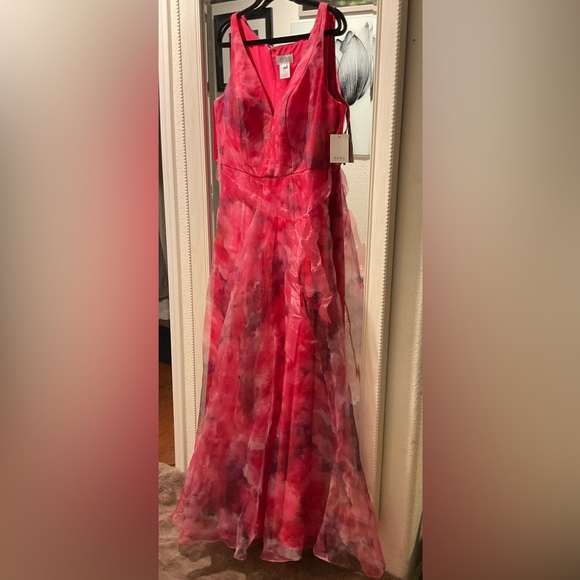 RENE BY RENE RUIZ NECK FLORAL ORGANZA PRINTED GOWN pink multi - Picture 15 of 16